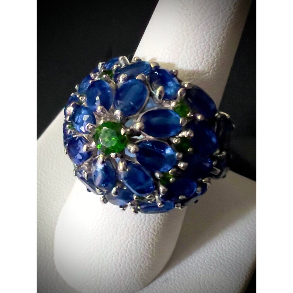 Massive Natural Kyanite Chrome Diopside Cluster Dome Ring - Picture 6 of 15
